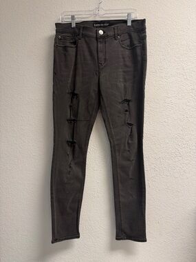 Express Women’s Washed Black Ripped Skinny Jeans 10 R